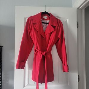 White Stag Water Resistant Coat red raincoat white polkadot lining classic style